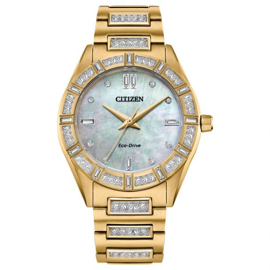 Citizen Silhouette Crystal Women's Gold-tone Bracelet Quartz Watch - EM1022-51D