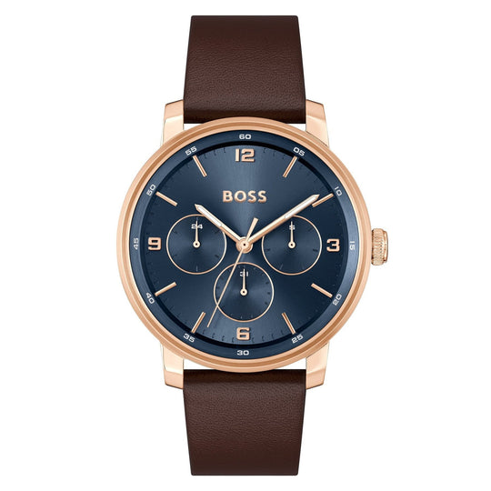 Hugo Boss Contender Men's Brown Strap Quartz Watch - 1514126