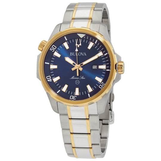 Bulova Marine Star Men's Gold-Silver Two tone Bracelet Quartz Watch - 98B384