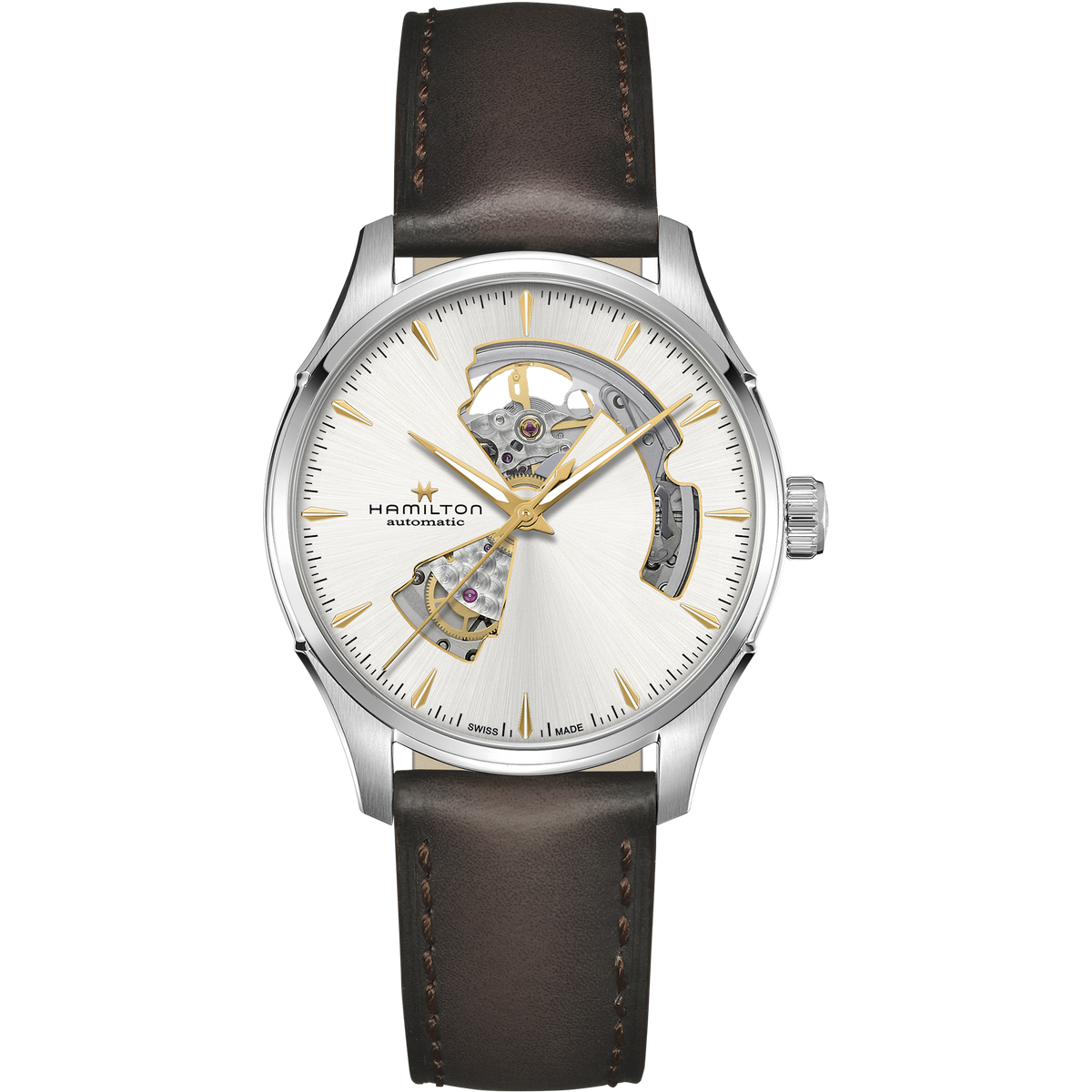 Hamilton Jazzmaster Open Heart Auto Men's Brown Strap Automatic Watch - H32675551