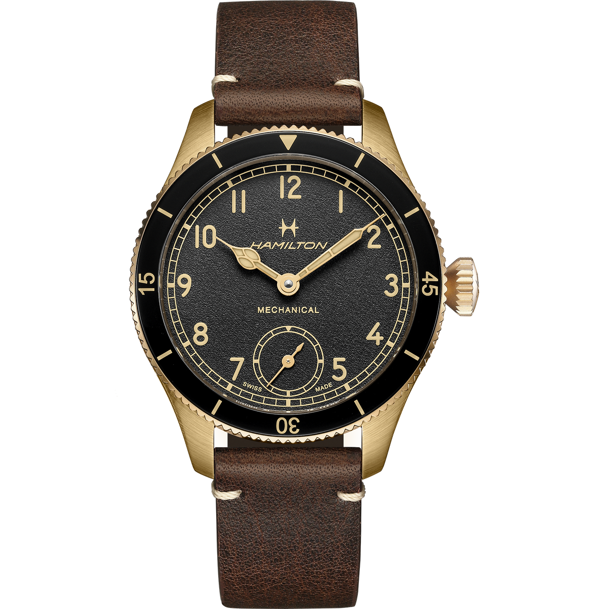 Hamilton Khaki Aviation Pilot Pioneer Men's Brown Strap Mechanical Watch - H76709530