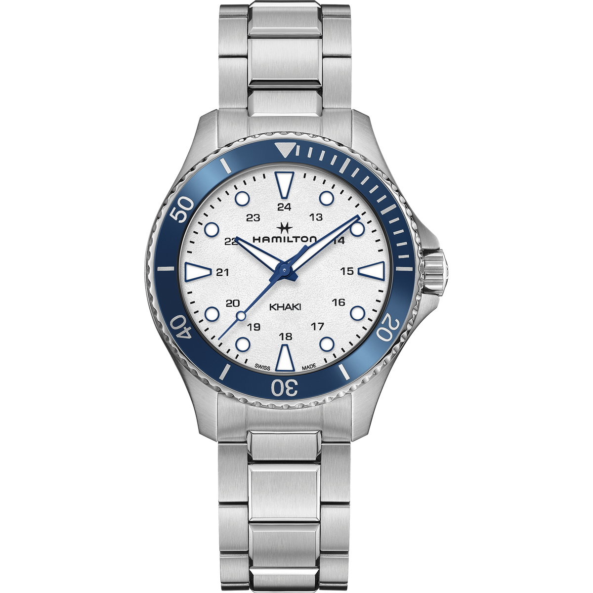 Hamilton Khaki Navy Scuba Unisex Silver Bracelet Quartz Watch - H82231150