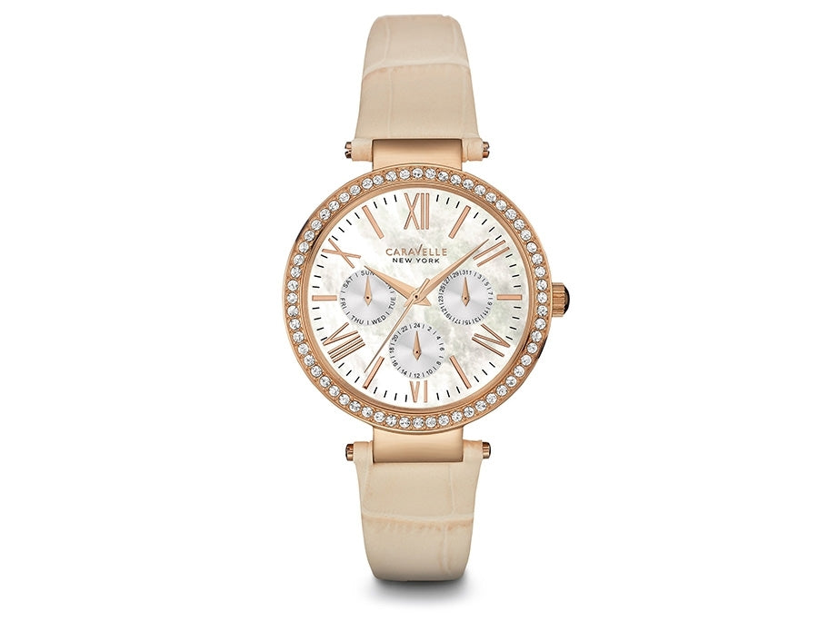 Bulova Caravelle New York Women's Cream Strap Quartz Watch - 44N105