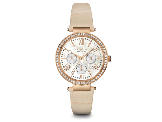Bulova Caravelle New York Women's Cream Strap Quartz Watch - 44N105