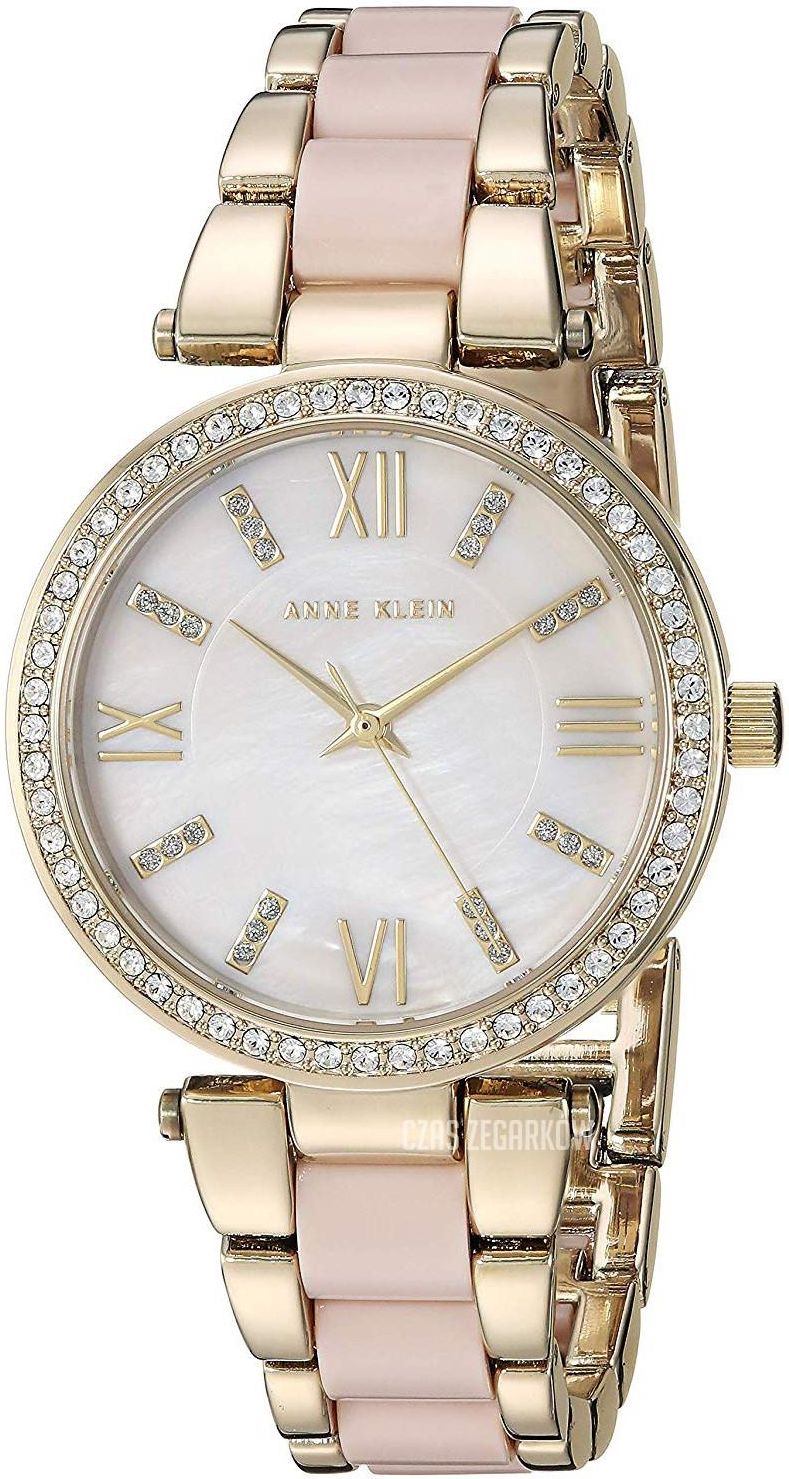 Anne Klein Crystal Collection Women's Gold-tone and Blush Pink Bracelet Quartz Watch - AK/3350BHGB