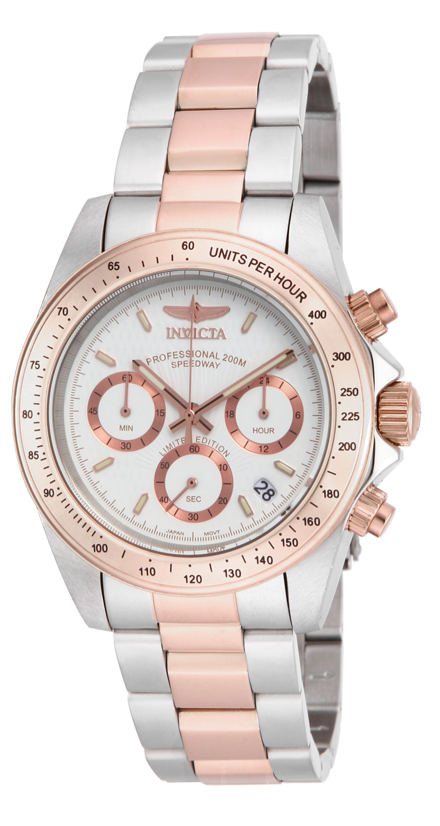 Invicta Men's ILE6932A Speedway Quartz Chronograph Metallic White Dial Watch