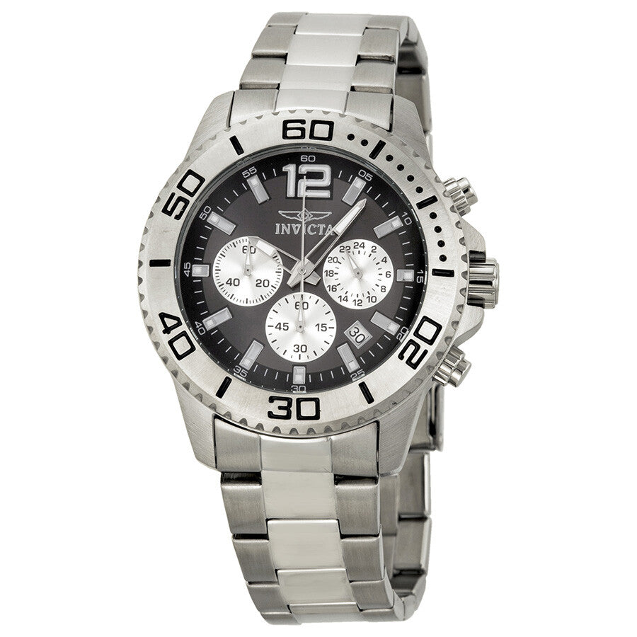 Invicta Men's 17398 Pro Diver Quartz Chronograph Charcoal, Silver Dial Watch