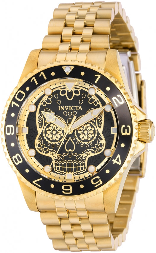 Invicta Men's 36860 Pro Diver Quartz PC21 Gold, Black Dial Watch