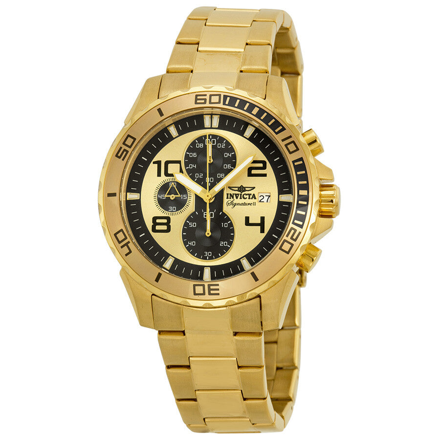 Invicta Men's 7472 Signature II Quartz Chronograph Gold Dial Watch