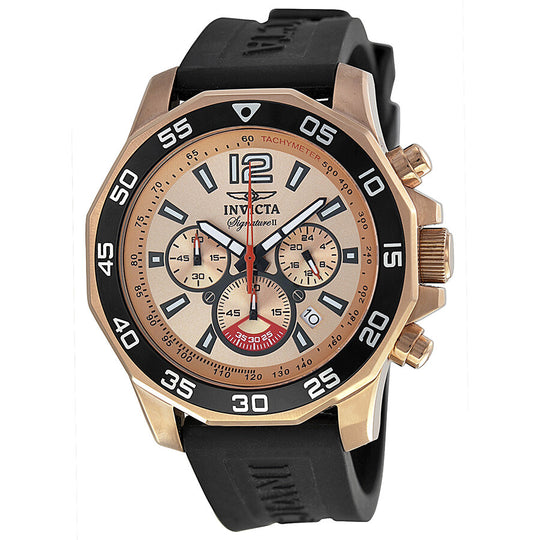 Invicta Men's 7432 Signature Quartz Chronograph Rose Gold Dial Watch