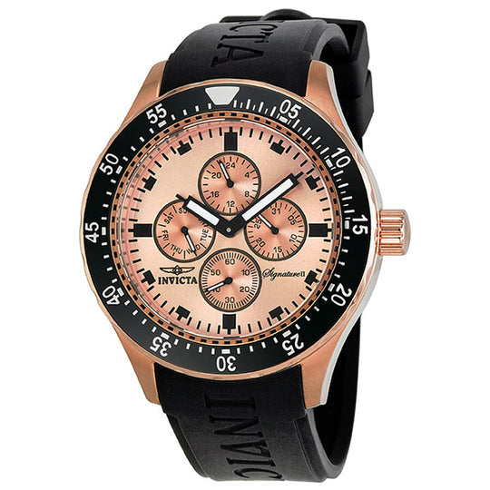 Invicta Men's 7403 Signature Quartz Chronograph Rose Gold Dial Watch