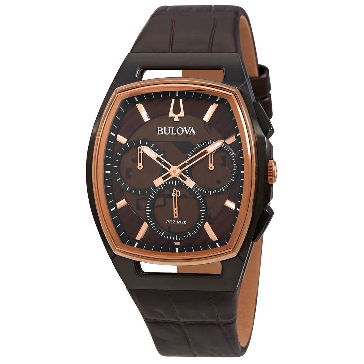 Bulova Curv  Men's Brown Strap Quartz Watch - 98A264