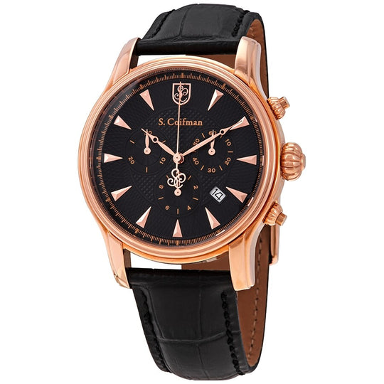 S.Coiffman Men's SC0225 Heritage Quartz Chronograph Black Dial Watch