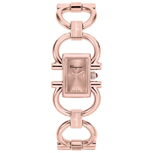 Salvatore Ferragamo Double Gancini Mini Women's Rose Gold-tone Bracelet Quartz Watch - SFKH00223