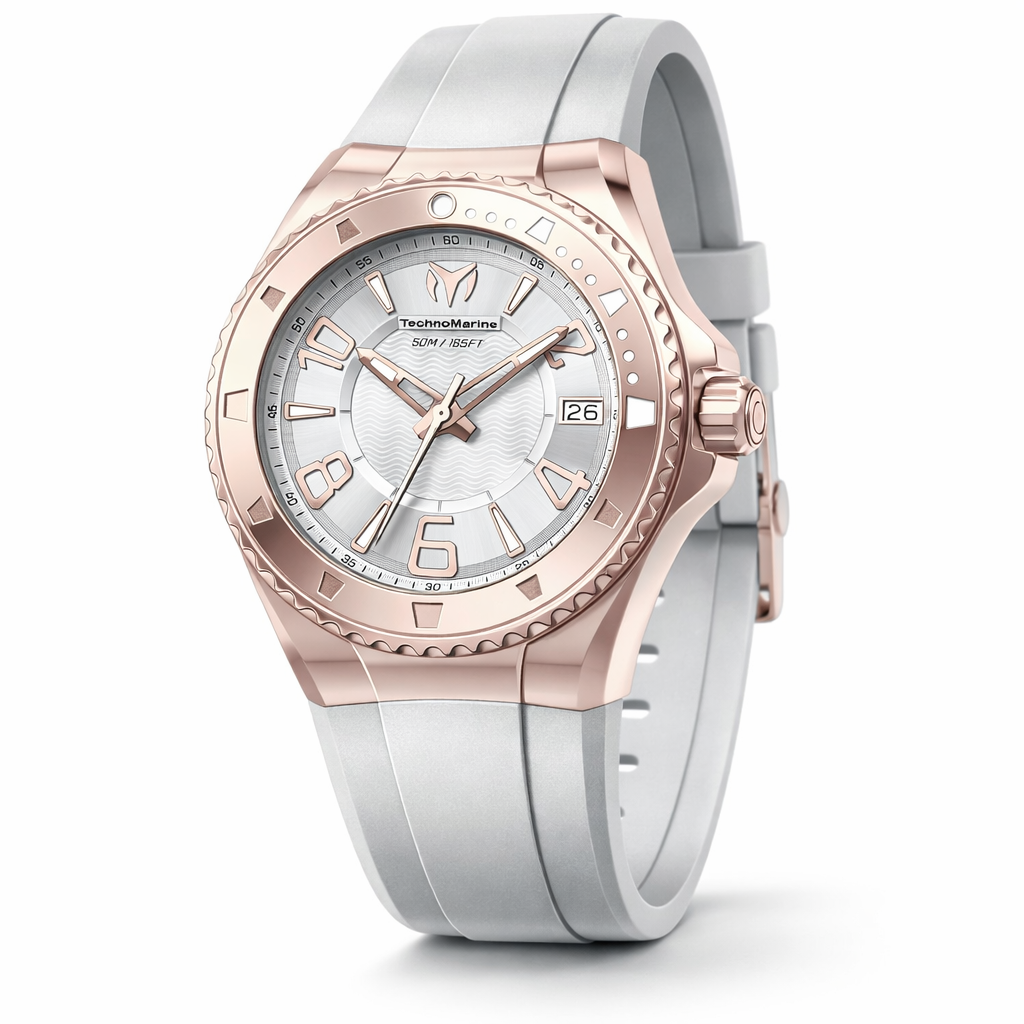 Technomarine Men's TM-225026 Lusso Mare Quartz 3 Hand Silver, White Dial Watch