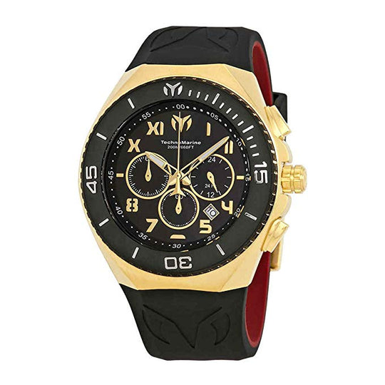 Technomarine Men's TM-215066 Manta Quartz 3 Hand Gold, Black Dial Watch