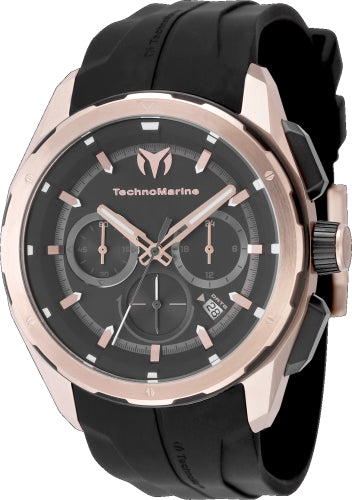 Technomarine Men's TM-318102 OCEAN Quartz Chronograph Black Dial Watch