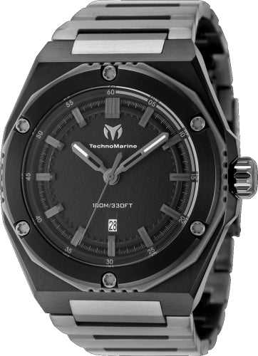 Technomarine Men's TM-416061 CORAL  Quartz 3 Hand Black Dial Watch