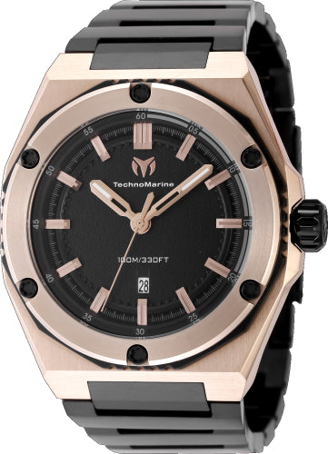 Technomarine Men's TM-416063 CORAL  Quartz 3 Hand Black Dial Watch
