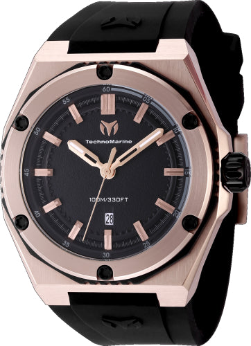 Technomarine Men's TM-416071 CORAL Quartz 3 Hand Black Dial Watch