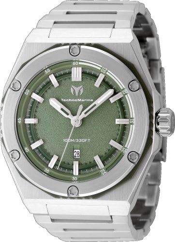 Technomarine Men's TM-416075 CORAL Quartz 3 Hand Olive Green Dial Watch