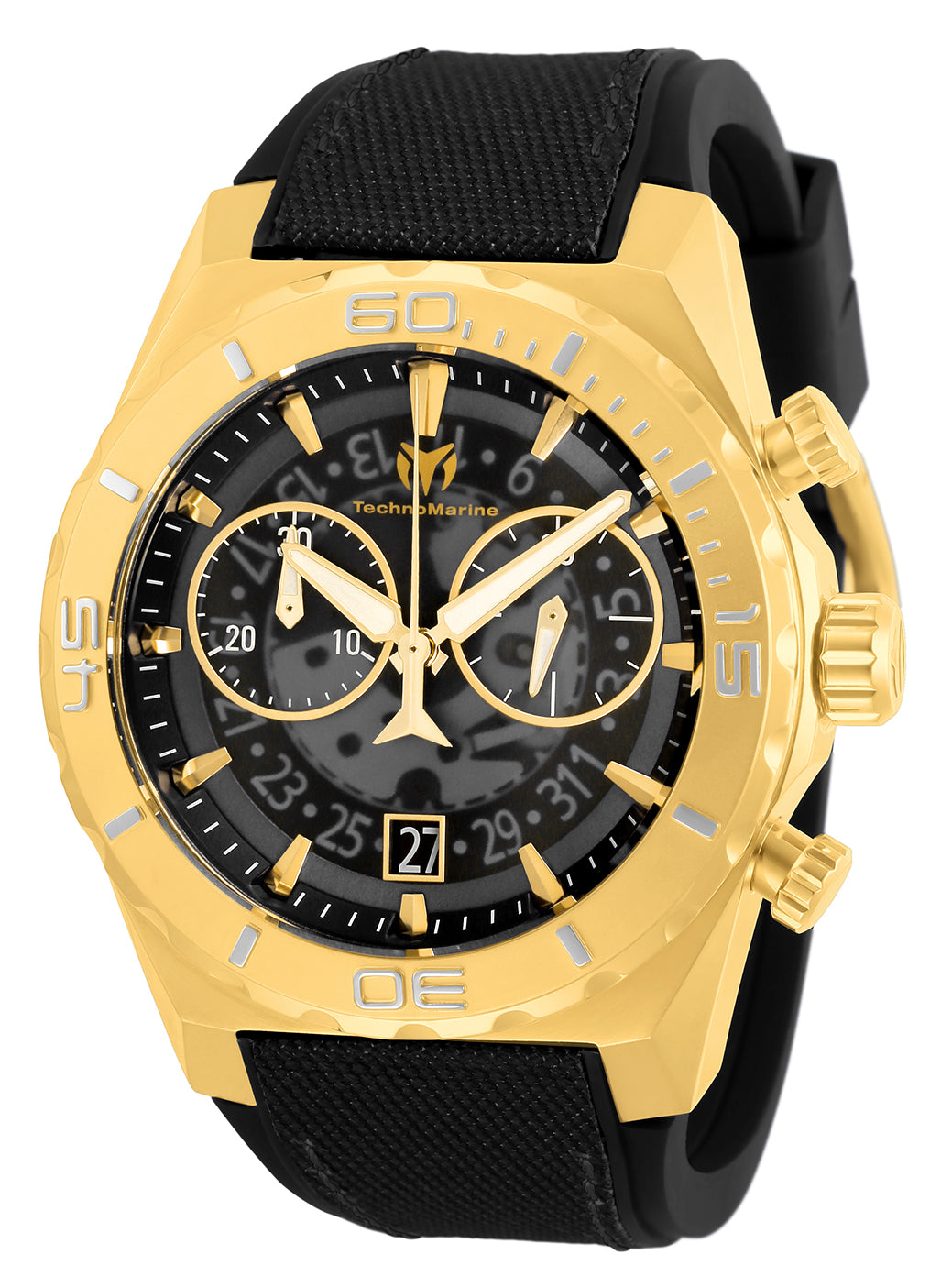 Technomarine Men's TM-519008 Reef Shark Quartz Chronograph Black, Transparent Dial Watch