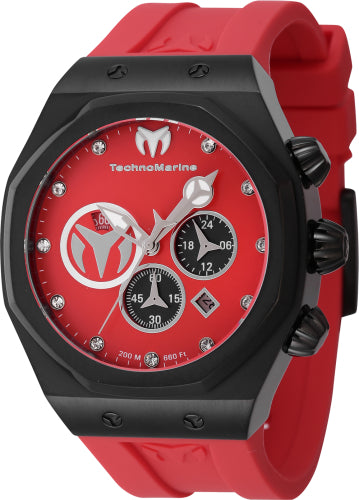 Technomarine Men's TM-523003 Reef Quartz Chronograph Black, Silver, Red Dial Watch
