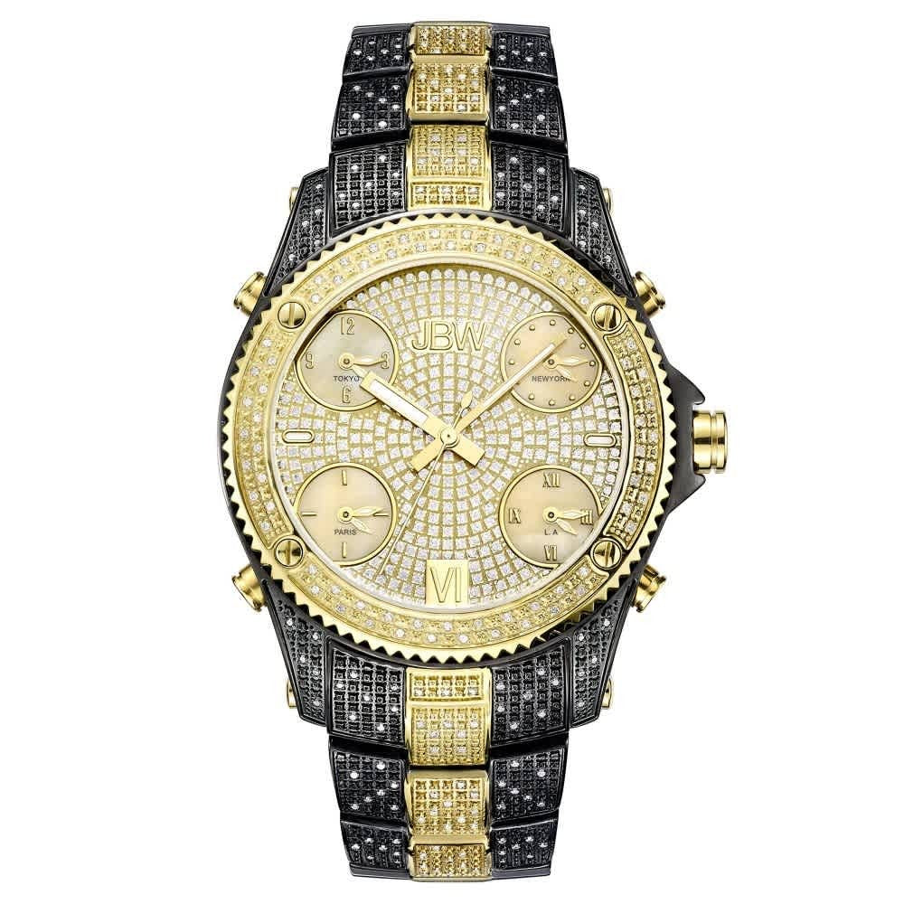 JBW Jet Setter Men's Gold-Black Two tone Ion-plated Bracelet Quartz Watch - JB-6213-D