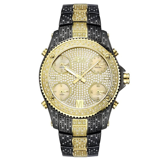 JBW Jet Setter Men's Gold-Black Two tone Ion-plated Bracelet Quartz Watch - JB-6213-D