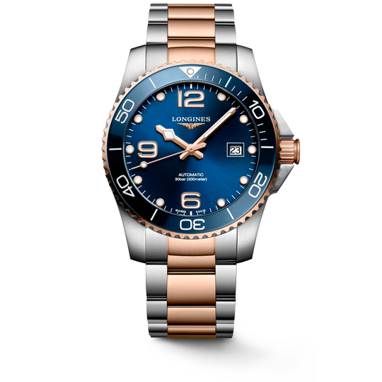 Longines Hydro Conquest Men's Rose Gold-Silver Two tone Bracelet Automatic Watch - L3.781.3.98.7
