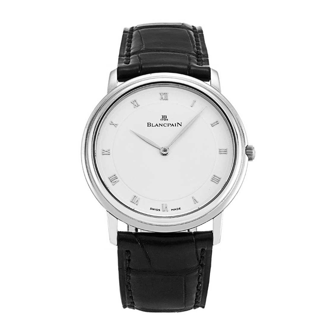 Blancpain Men&#39;s 0021-1127-55 Villeret Black Leather Watch