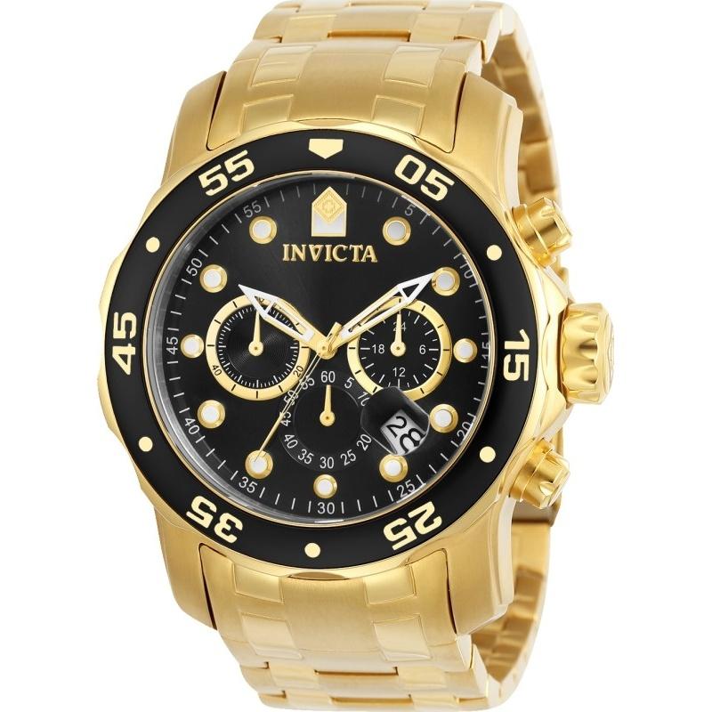 Invicta Men&#39;s 0072 Pro Diver Scuba Chronograph Gold-Tone Stainless Steel Watch