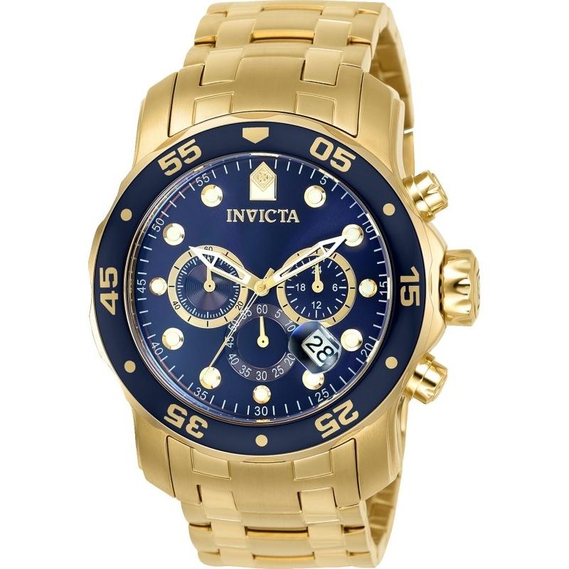 Invicta Men&#39;s 0073 Pro Diver Scuba Chronograph Gold-Tone Stainless Steel Watch