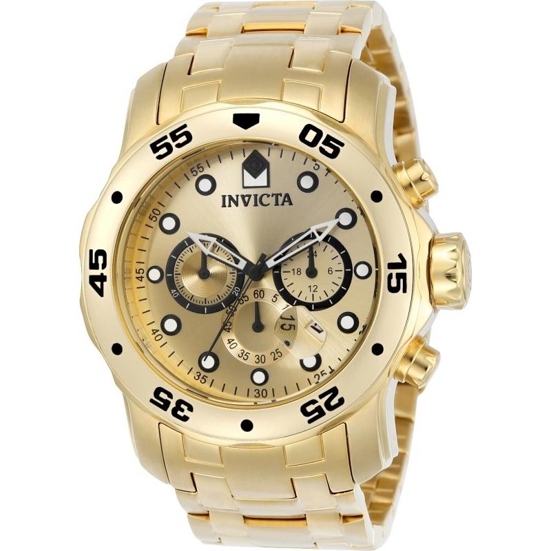 Invicta Men&#39;s 0074 Pro Diver Scuba Chronograph Gold-Tone Stainless Steel Watch