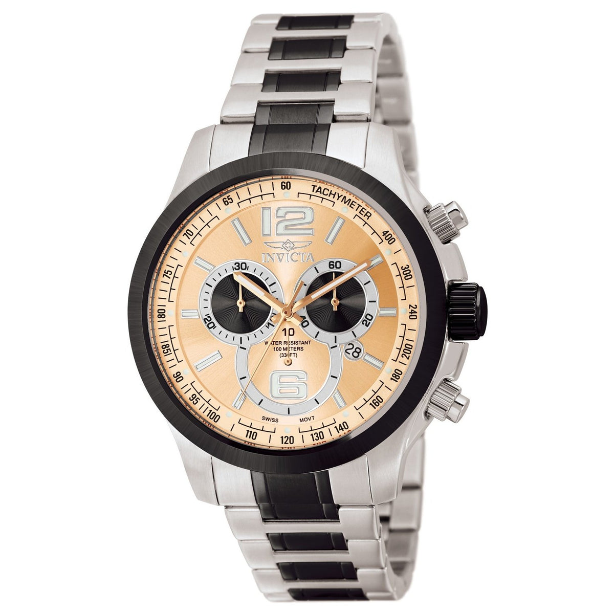 Invicta Men&#39;s 0079 Specialty Chronograph  Black and Silver Stainless Steel Watch