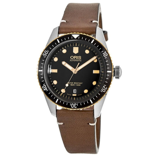 Oris  Men's 01-733-7707-4354-07-5-20-45 Divers Sixty-Five Brown Leather Watch
