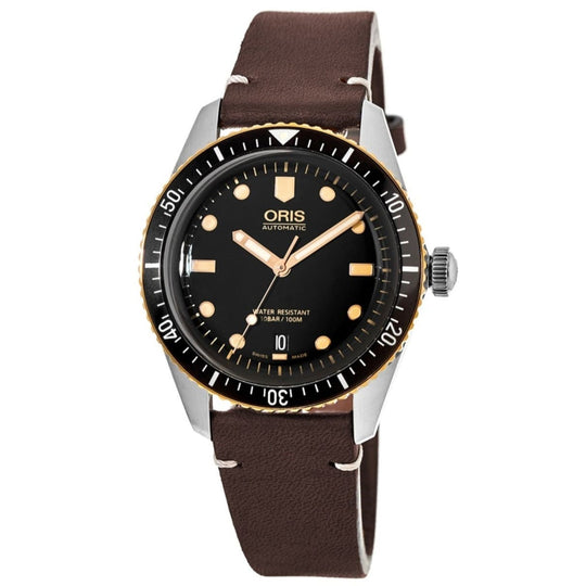 Oris  Men's 01-733-7707-4354-07-5-20-55 Divers Sixty-Five Brown Leather Watch