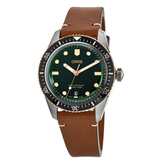 Oris  Men's 01-733-7707-4357-07-5-20-45 Divers Sixty-Five Brown Leather Watch