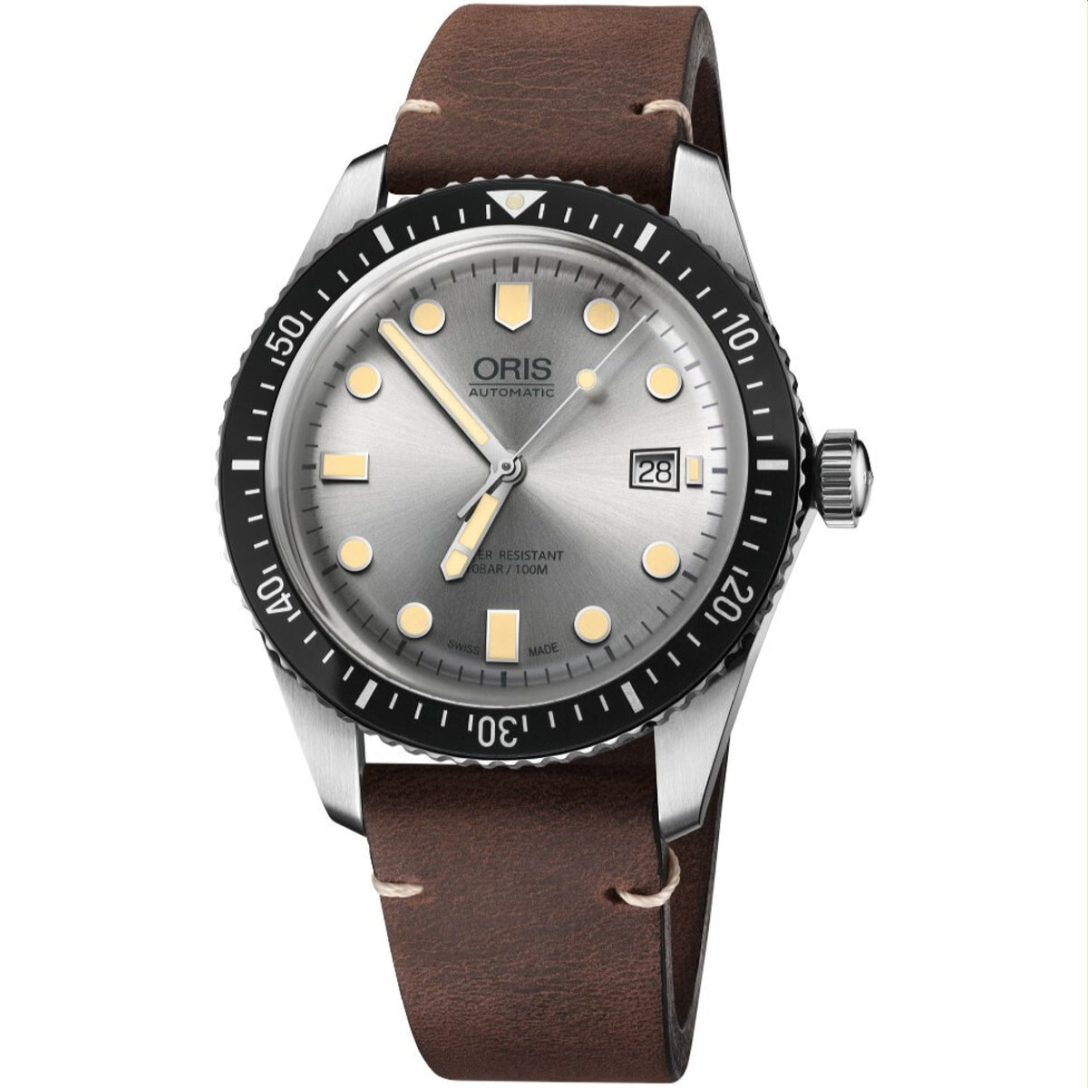 Oris  Men's 01-733-7720-4051-07-5-21-44 Divers Sixty-Five Brown Leather Watch
