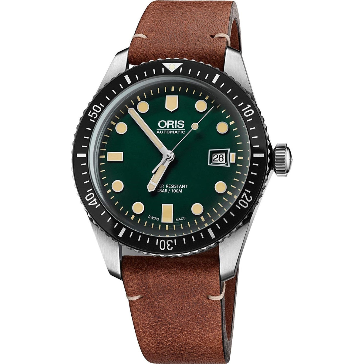 Oris  Men's 01-733-7720-4057-07-5-21-45 Divers Sixty-Five Brown Leather Watch