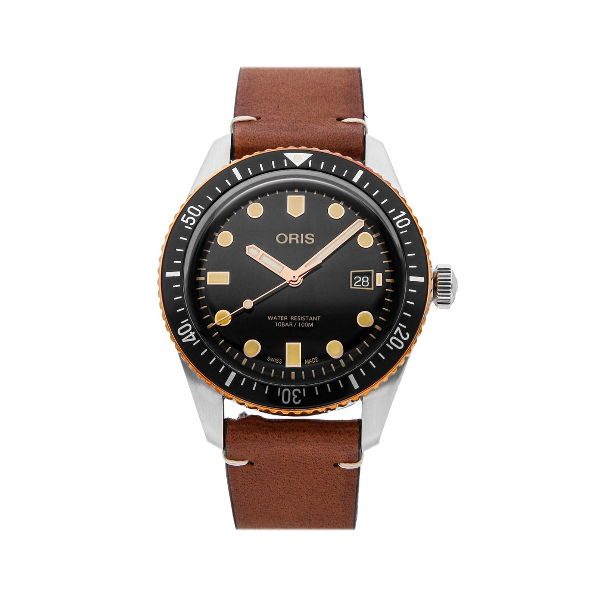 Oris  Men's 01-733-7720-4354-07-5-21-45 Divers Sixty-Five Brown Leather Watch