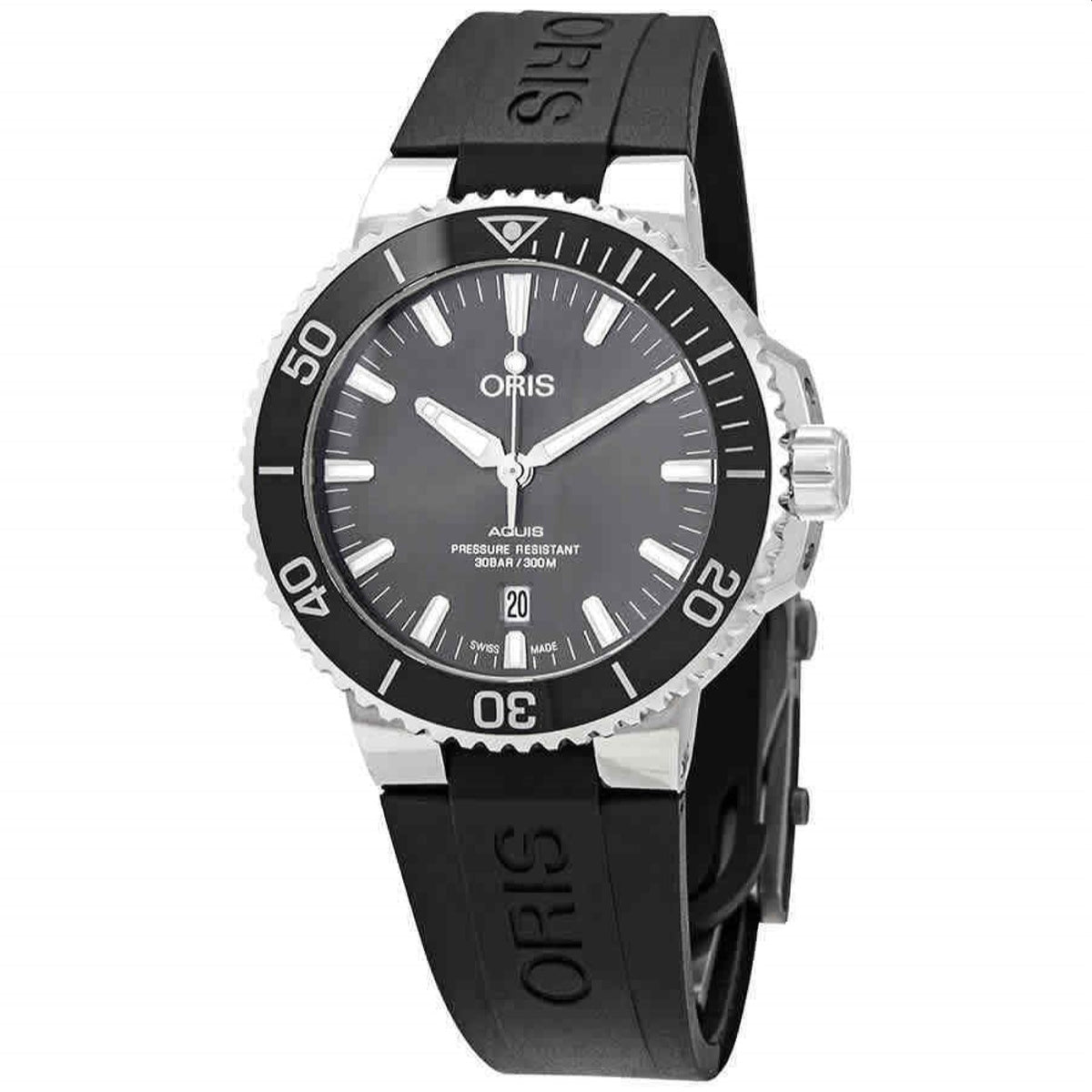 Oris  Men's 01-733-7730-7153-07-4-24-64TEB Aquis Black Rubber Watch