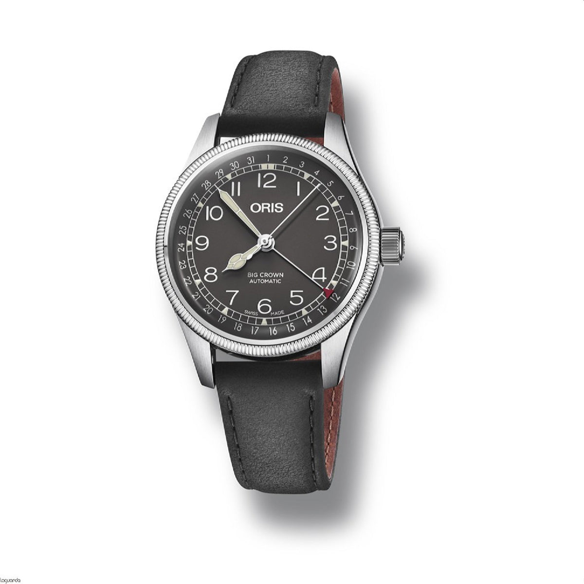 Oris  Women's 01-754-7749-4064-07-5-17-65 Big Crown Black Leather Watch