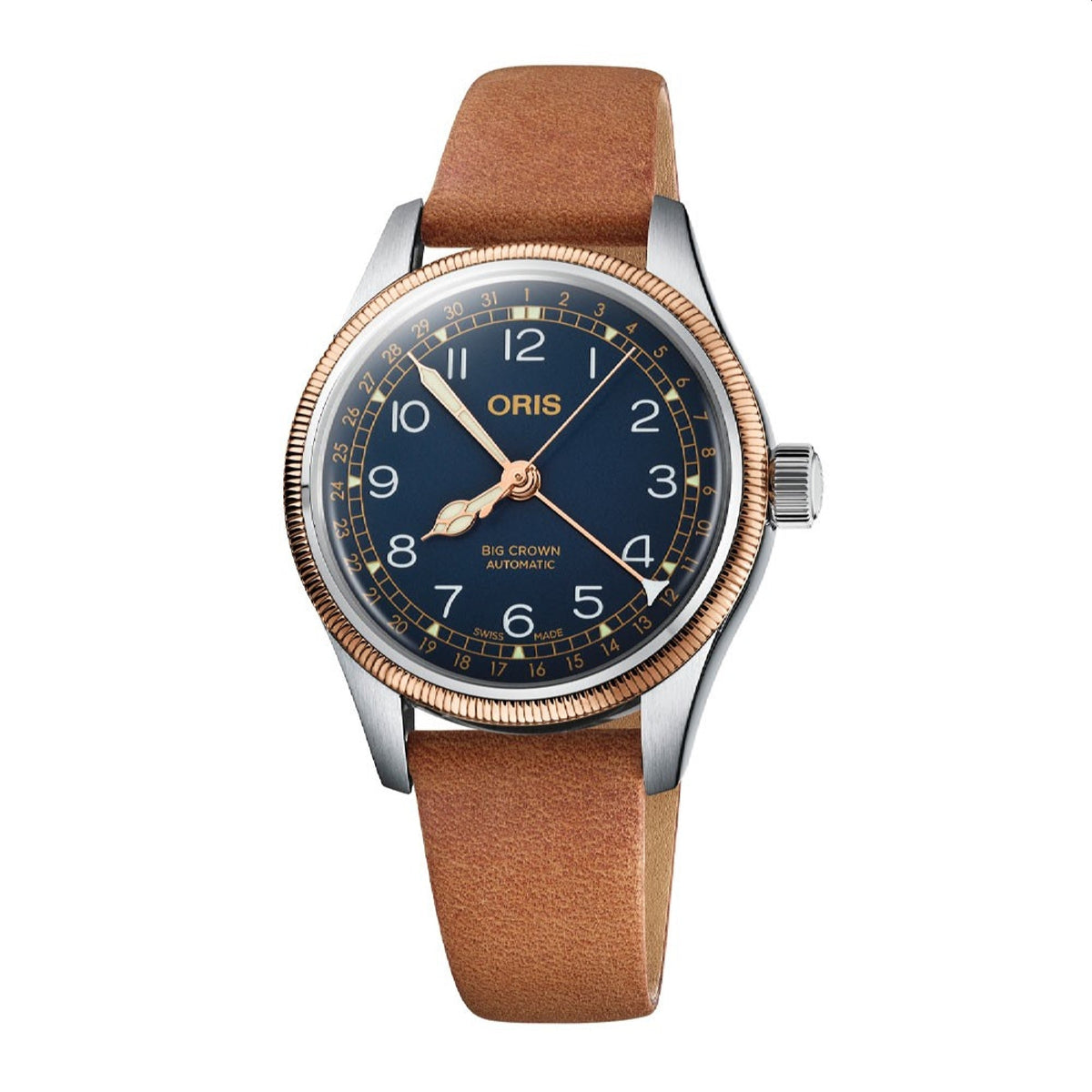 Oris  Women's 01-754-7749-4365-07-5-17-66 Big Crown Brown Leather Watch