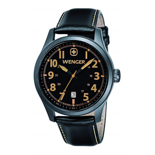 Wenger Men's 01.0541.105 Terragraph Black Leather Watch