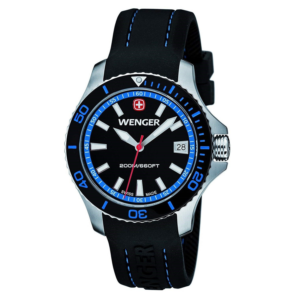 Wenger Women&#39;s 01.0621.102 Sea Force Black Silicone Watch