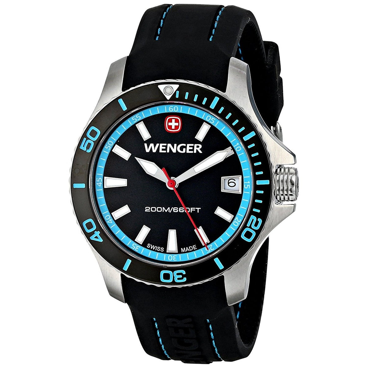 Wenger Women&#39;s 01.0621.105 Sea Force Black Silicone Watch