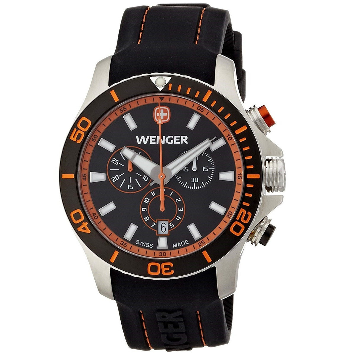 Wenger Men&#39;s 01.0643.104 Sea force Chronograph Black Rubber Watch