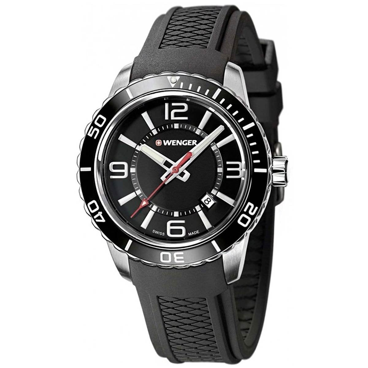 Wenger Men&#39;s 01.0851.117 Roadster Black Silicone Watch