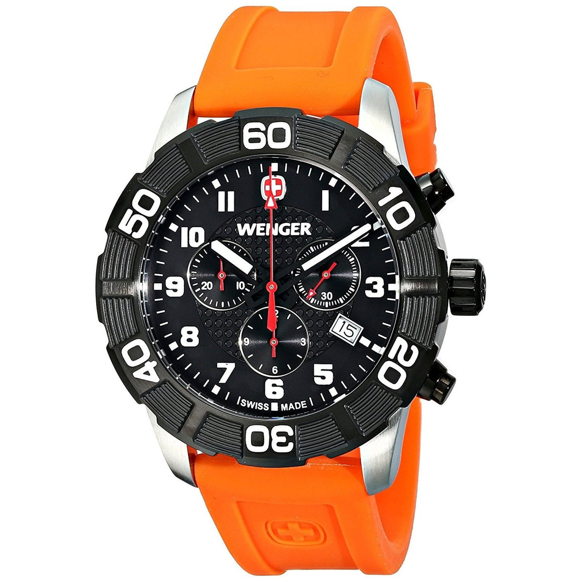 Wenger Men&#39;s 01.0853.103 Roadster Chronograph Orange Silicone Watch